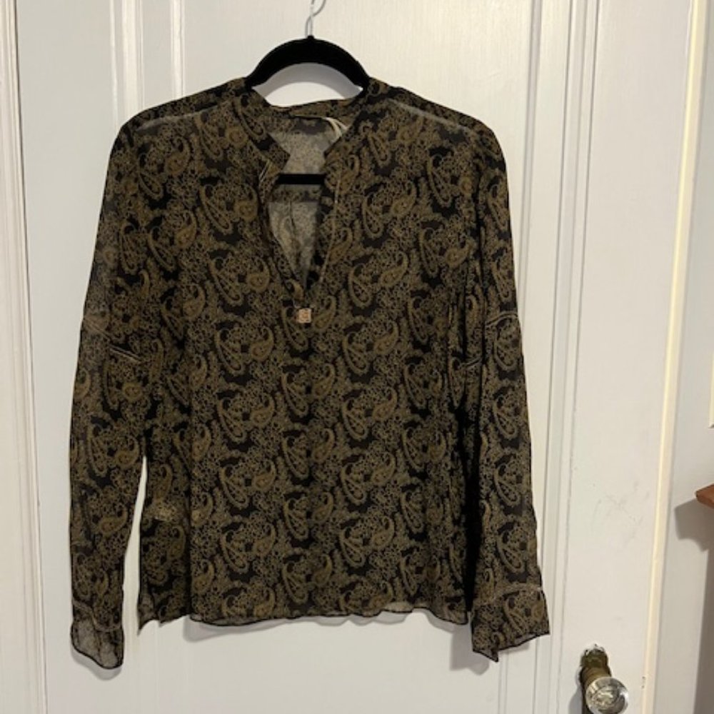 Max Studio Silk Boho Long Sleeve top Size M